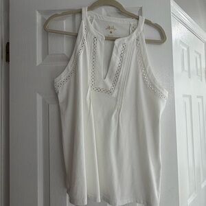 Lilly Pulitzer White Eyelet-Trim Halter Tank